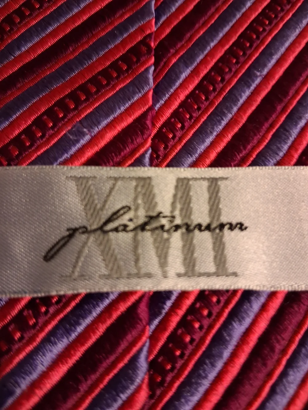 Men's Red and Purple Diagonal Stripe Dress Tie